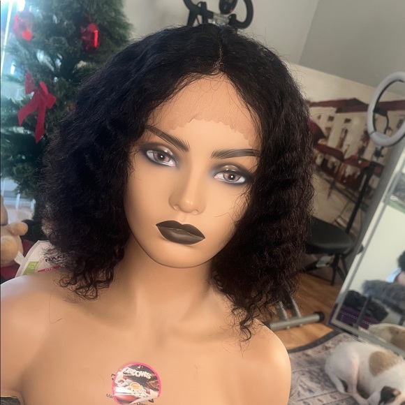 Natural Black Curlylace Wig 100% human